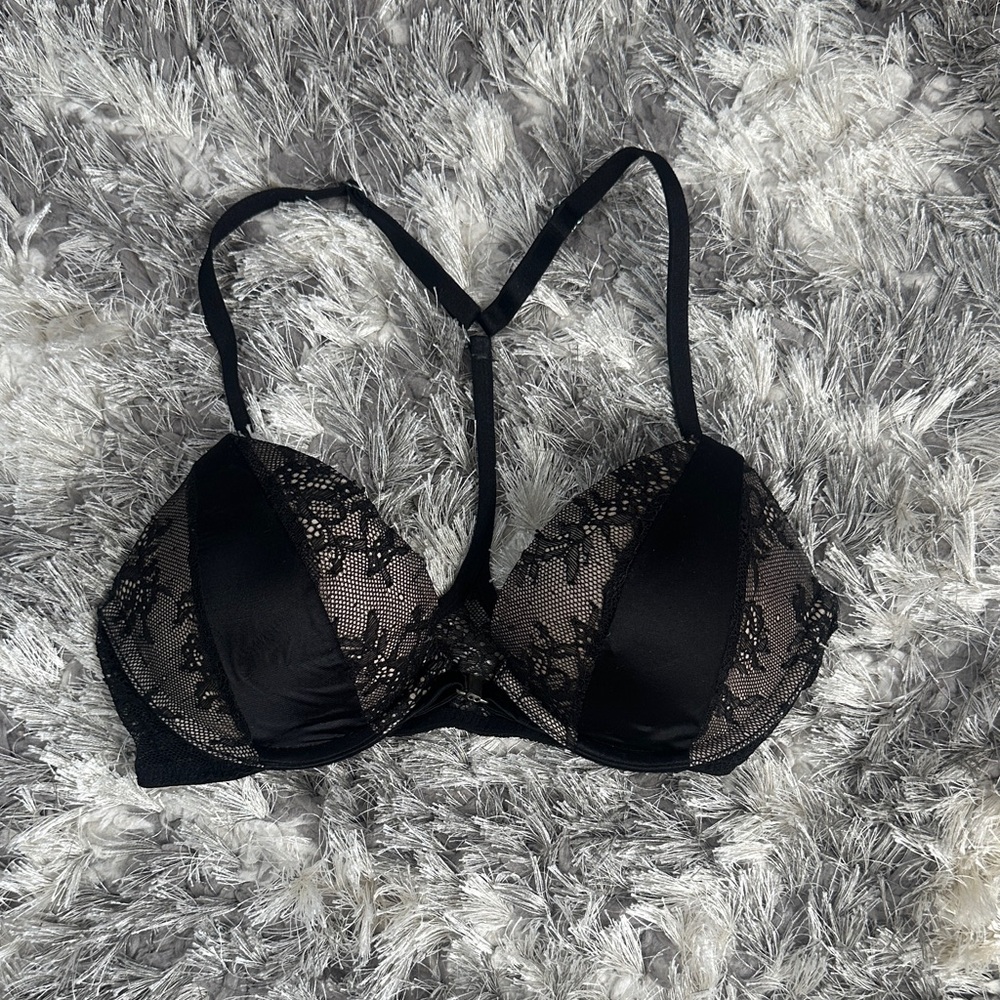 Victoria's Secret Black Lace Push-Up Bra with Racerback Detail